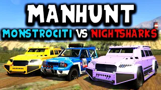 GTA V Manhunt! | MonstroCiti VS Nightsharks! (with @HarmNone and @gtanpc)