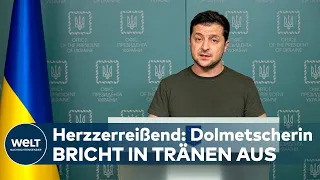 WAR in UKRAINE: German Interpreter bursts live on TV into tears at Zelensky speech