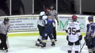 Danny Stewart vs Lukas Bohunicky EIHL fight 2-11-14