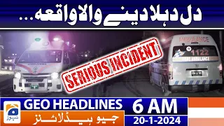 Geo Headlines 6 AM | Sad News - Horrible Traffic Incident | 20th January 2024