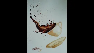 Чашка кави з бризками, малювання кавою | A cup of coffee with splashes
