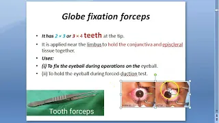 Ophthalmology instrument globe fixation forceps forced duction test