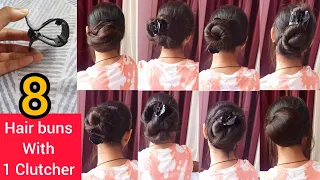 8 Hair Bun Using Clutcher | Clutcher bun Hairstyles | How To Tuck Clutcher Properly