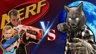 Father And Son Vs Werewolf!! Sneak Attack  Nerf Beast Battle!!