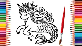 Coloring in Unicorn Mermai🦄🧜‍♀️Coloring ,Painting &Drawing for Kids & Toddlers.@coloringzone-kr1pw