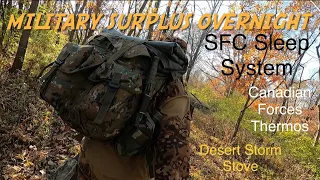 MILITARY SURPLUS OVERNIGHT Albanian Pack, Canadian Arctic Thermos, Assault Bivy, Forty Winks