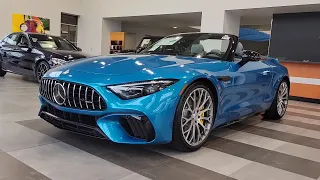 Mercedes-Benz AMG SL 55 Roadster 2023 in Hyper Blue Metallic with Sage Gray/Black Interior