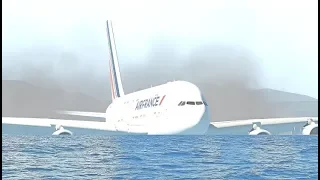 Air France A380 Emergency Water Landing Due To Bird Strike, Airplane Crashes