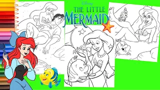 Coloring Disney The Little Mermaid - Princess Ariel, Prince Eric Flounder Coloring Pages for kids