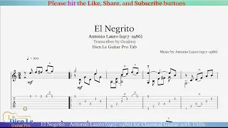 El Negrito - Antonio Lauro (1917-1986) for Classical Guitar with TABs