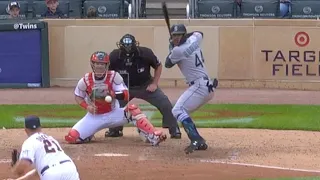 JULIO RODRÍGUEZ'S FIRST CAREER HIT!! (A double with his family in the stands!)