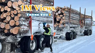 A Day In The Life Of A Log Truck Driver In The Icy Mountains A 13 Hours Journey|Logging Trucks