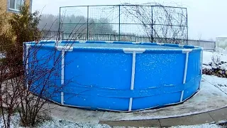 Каркасный бассейн зимой и летом на открытом воздухе, эксплуатация без демонтажа