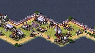 Red Alert 2 | US vs 7 hard AI | naval Anger alpaca  sell a building for infinite money