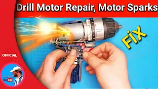 How to The drill Motor is Sparks-Smoke-Repair and Cleaning.#drill