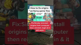 How to fix origins Verifying game files Error #fix #origins #verifygamefiles #apexlegends #howto