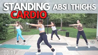 20 MIN ALL Standing Cardio Abs | Waist & Thigh Slimming | Wrist Weights + Ankle Weights | No Jumping
