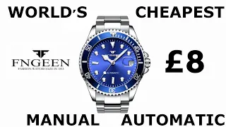 World's Cheapest Automatic Manual Watch ( £8 ) From FNGeen ( Rolex Homage) , AliExpress Review