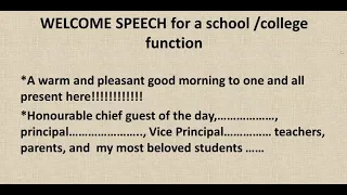 WELCOME SPEECH FOR A SCHOOL/COLLEGE/INSTITUTE/ SIMPLE STYLISH/FROM  English Star Kids