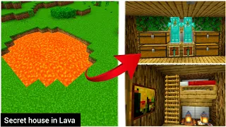 Minecraft :: 🔥Build a Secret House in Lava🤫. Secret Base in Lava tutorial.