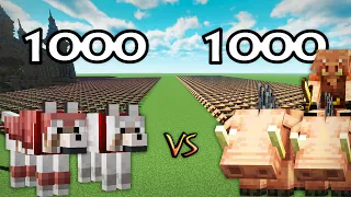 1000 Dogs Vs 1000 Hoglins | Minecraft