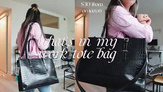 WHAT'S IN MY WORK BAG: $30 amazon work tote + organization, my realistic everyday work essentials!