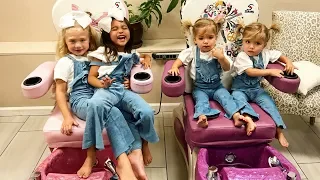 BESTIES BABYSIT TWINS TAYTUM and OAKLEY AT A NAIL SALON!