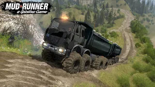 Spintires MudRunner MZKT 7410 Monster Dump Truck Driving Uphill