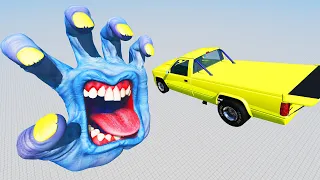 Madness Jumping Car Mouth Screaming Hand - High Speed Crashes Beamng Drive