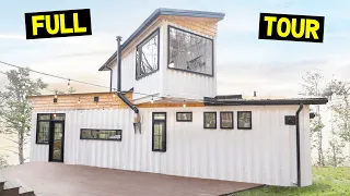 2-STORY TINY SHIPPING CONTAINER HOME TOUR! (1x40ft & 1x20ft Container)