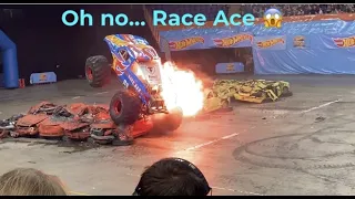 Hot Wheels Monster Truck live 2022, (Race ace catches fire) Freestyle, part 3