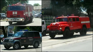 *СГУ-60* ZiL-130 fire truck responding to call + return with blue lights