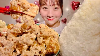 ASMR Chicken Mayonnaise【Mukbang/ Eating Sounds】【English subtitles】