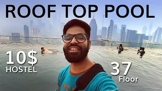 Roof Top Big Swimming Pool | Infinity pool party hostel 37th floor Malaysia in 10 Dollars per Night.