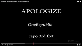 apologize - oNE rEPUBLIC (eASY cHORDS AND lYRICS) 3rd fret