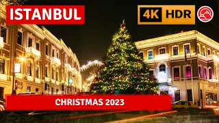 🎄🎅 HDR Istanbul Night 2024 Christmas Is Coming Walking Tour|4k 60fps