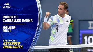 Roberto Carballes Baena vs. Holger Rune Extended Highlights | 2023 US Open Round 1