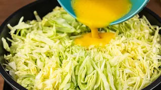 Cabbage with eggs tastes better than meat! Easy, quick and very delicious dinner recipe. Yummy!