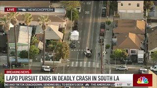 One dead after LAPD pursuit ends in rollover crash in South LA