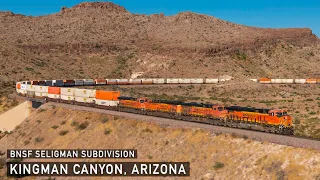 BNSF Freight Trains in Kingman Canyon, Arizona