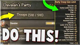 How to Get 500+ PARTY SIZE in Bannerlord ! (FULL GUIDE)