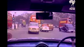 1958 Driving around London color corrected sound (Stabilized)