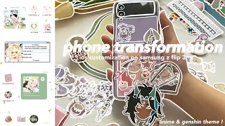 phone transformation 🌈 ー anime & genshin theme, z flip3 customization, aesthetic ios 15 setup 🍡