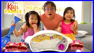 Trying an Easy Bake Oven DIY Baking Cake with Emma, Kate, and Ryan!!!