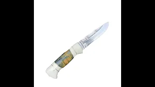 VG10 Damascus Hunting Knife Small Straight Fixed Blade with Imitation Ivory Handle