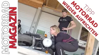 Motorrad wieder aufrichten - So geht's! Was du tun musst, wenn dein Motorrad umkippt.