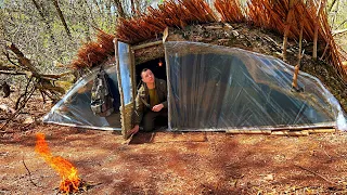 Building a Reed Shelter Waterproof | Bushcraft in the Secret Place | Warm and Cozy House Amazing