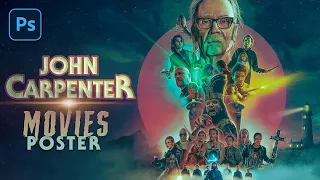 Creating a MOVIE POSTER of All John Carpenter Films in PHOTOSHOP!
