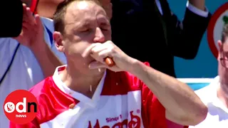 Joey 'Jaws' Chestnut Eats 71 Hot Dogs to Win his 12th Nathan’s July Fourth Contest