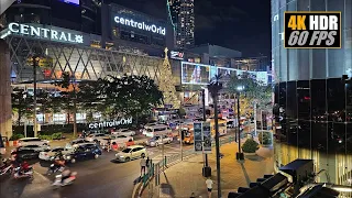 Street Food Outside Central World Mall In Bangkok [4K HDR 60 FPS]